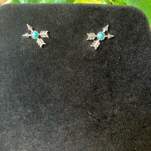 Bohemian Silver and Turquoise Arrow Earrings